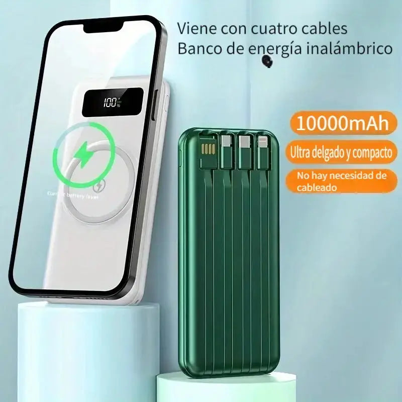 Power bank con carga inalámbrica y cables Stockers Supplier